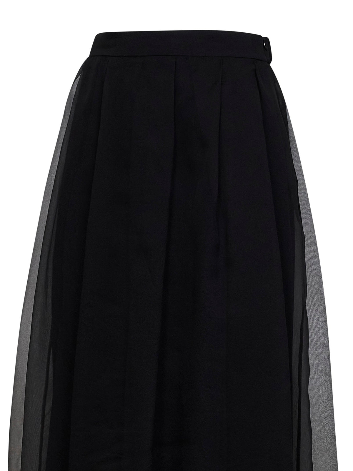 Brunello Cucinelli Women Black Crispy Silk Flared Midi Skirt