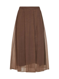 Brunello Cucinelli Women Cigar Crispy Silk Flared Midi Skirt