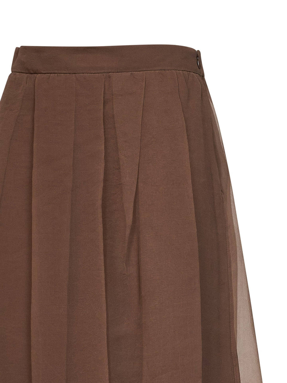 Brunello Cucinelli Women Cigar Crispy Silk Flared Midi Skirt