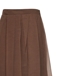 Brunello Cucinelli Women Cigar Crispy Silk Flared Midi Skirt