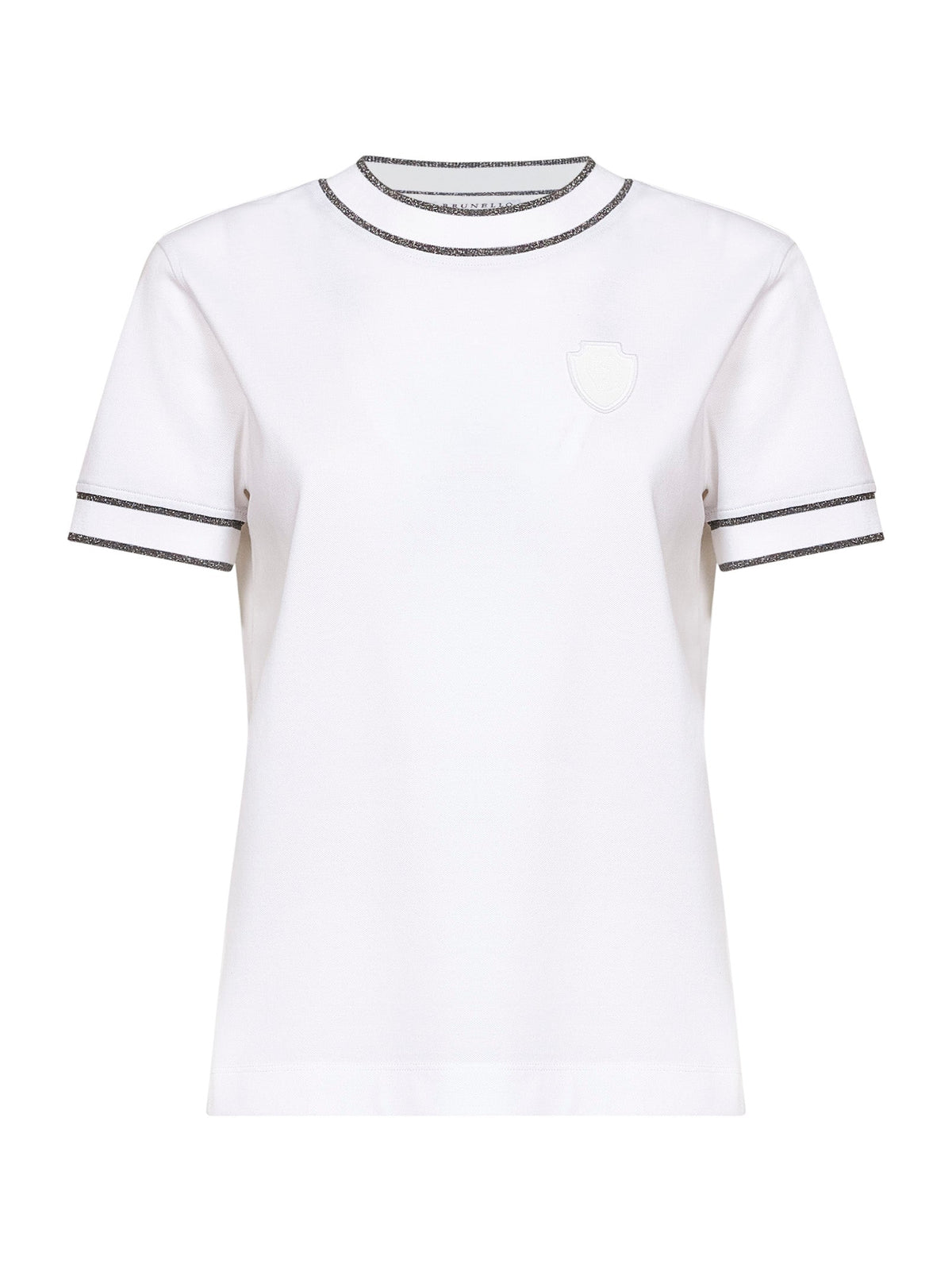 BRUNELLO CUCINELLI Brunello Cucinelli Women White Stretch Cotton Piqué Logo T-Shirt