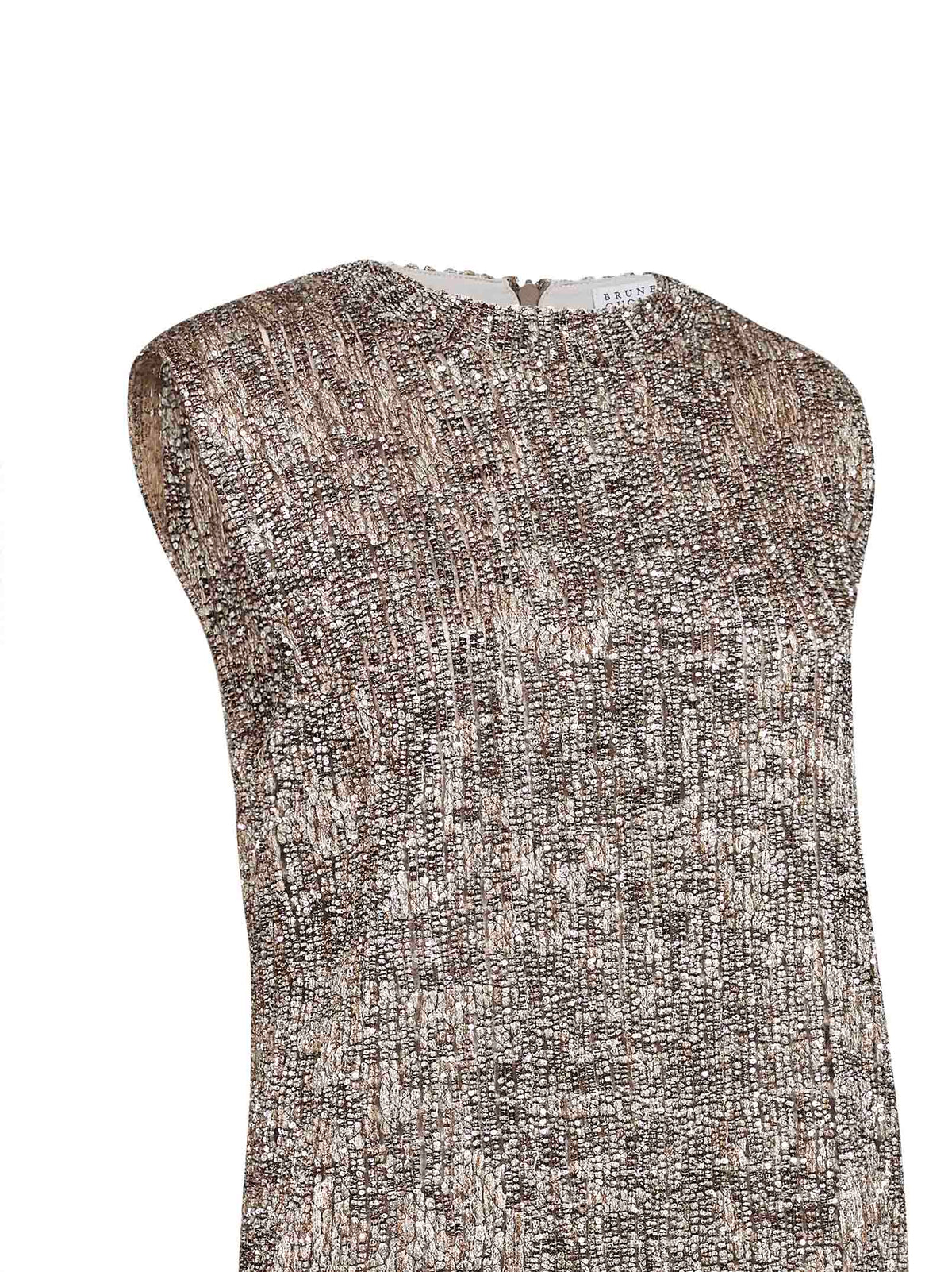 BRUNELLO CUCINELLI Brunello Cucinelli Women Silver Dazzling Craquelé Embroidery Mini Dress