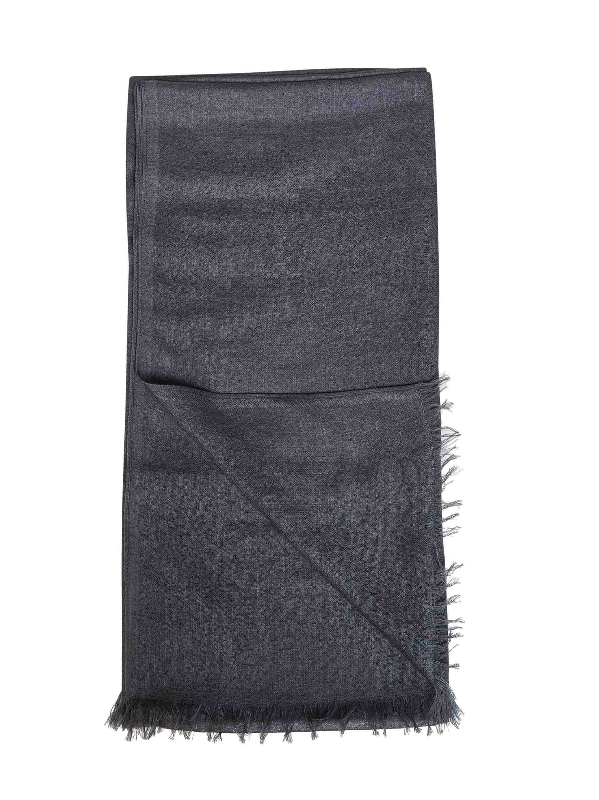 Brunello Cucinelli Women Lead Grey Cashmere And Silk Scarf