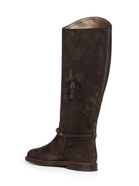 Brunello Cucinelli Women Pepper Suede Boot With Precious Strap