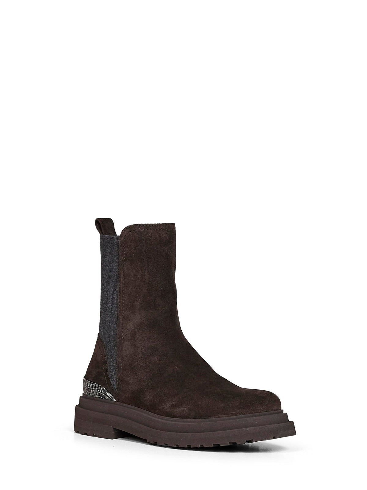 Brunello Cucinelli Women Pepper Suede Ankle Boots With Precious Detail