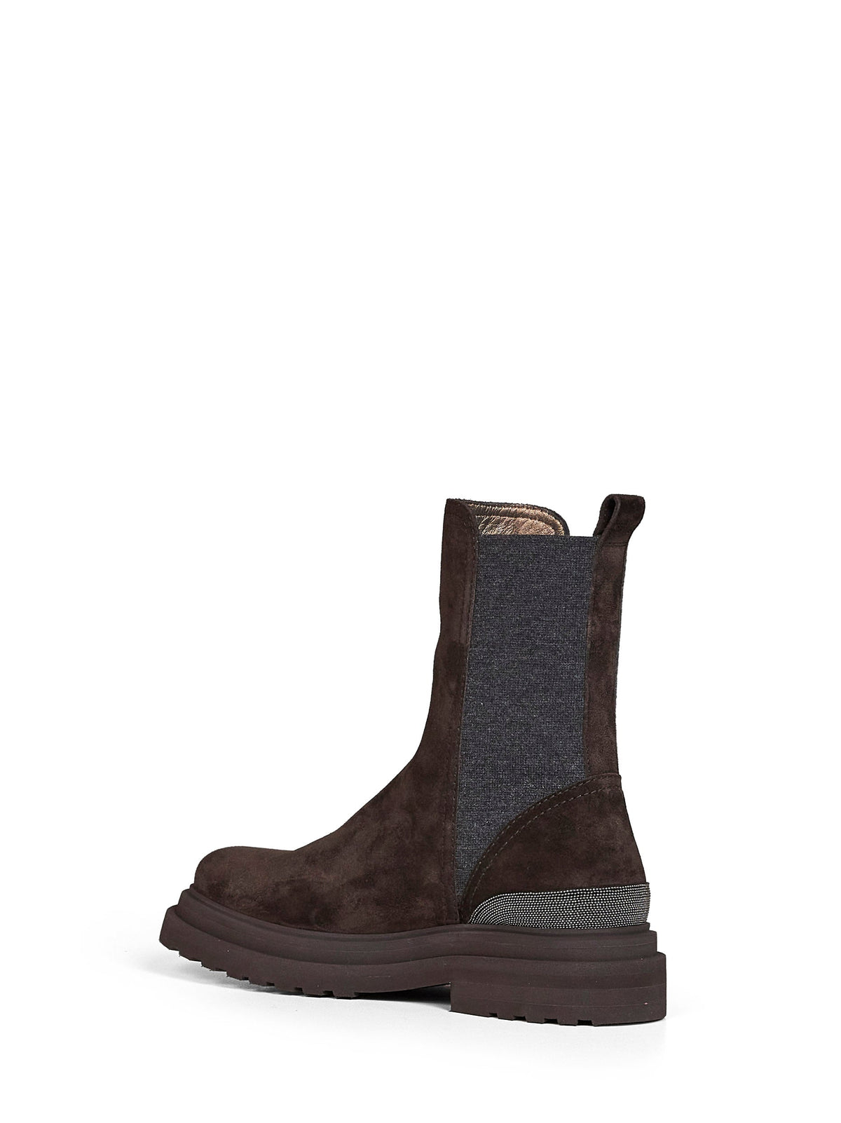 Brunello Cucinelli Women Pepper Suede Ankle Boots With Precious Detail
