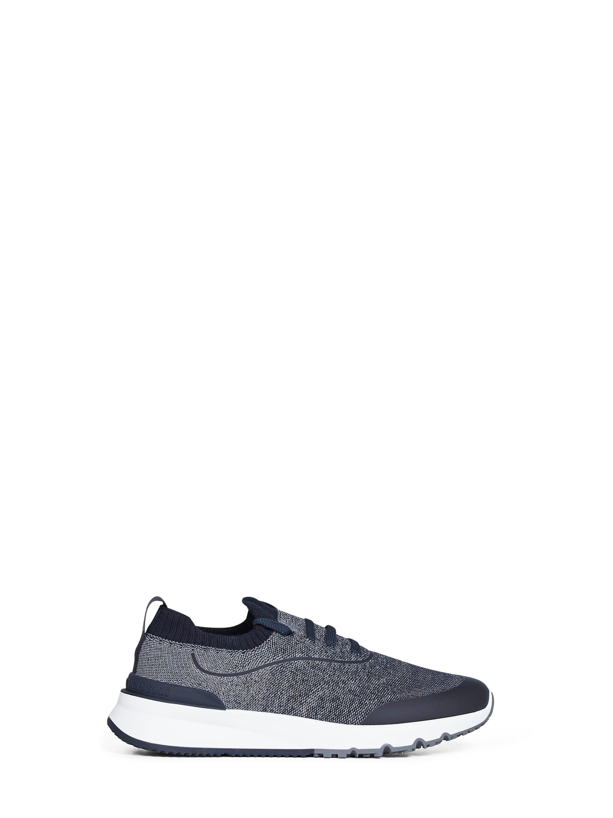 Brunello Cucinelli Men Navy Blue Techno Cotton Knit Runners
