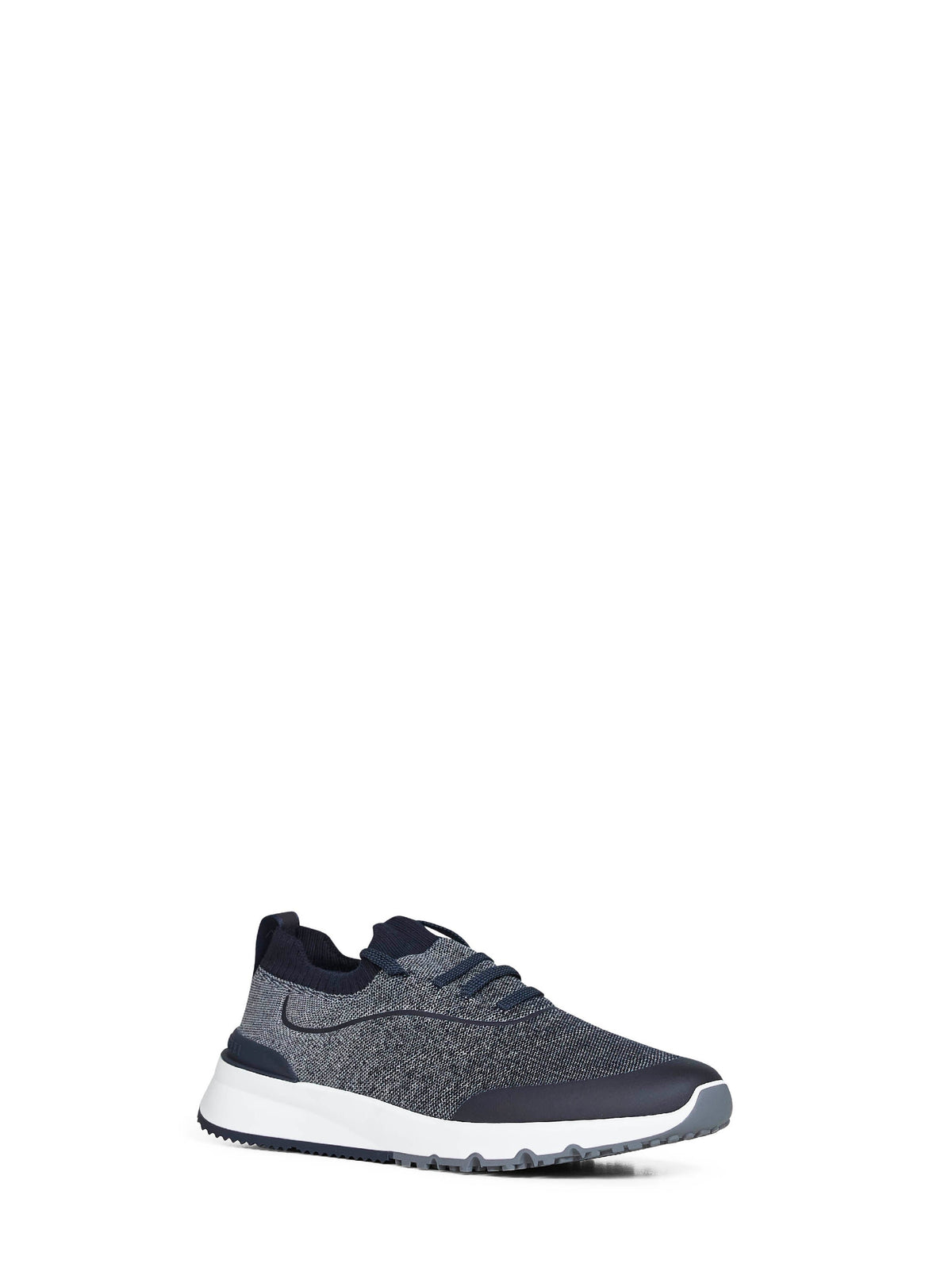 Brunello Cucinelli Men Navy Blue Techno Cotton Knit Runners