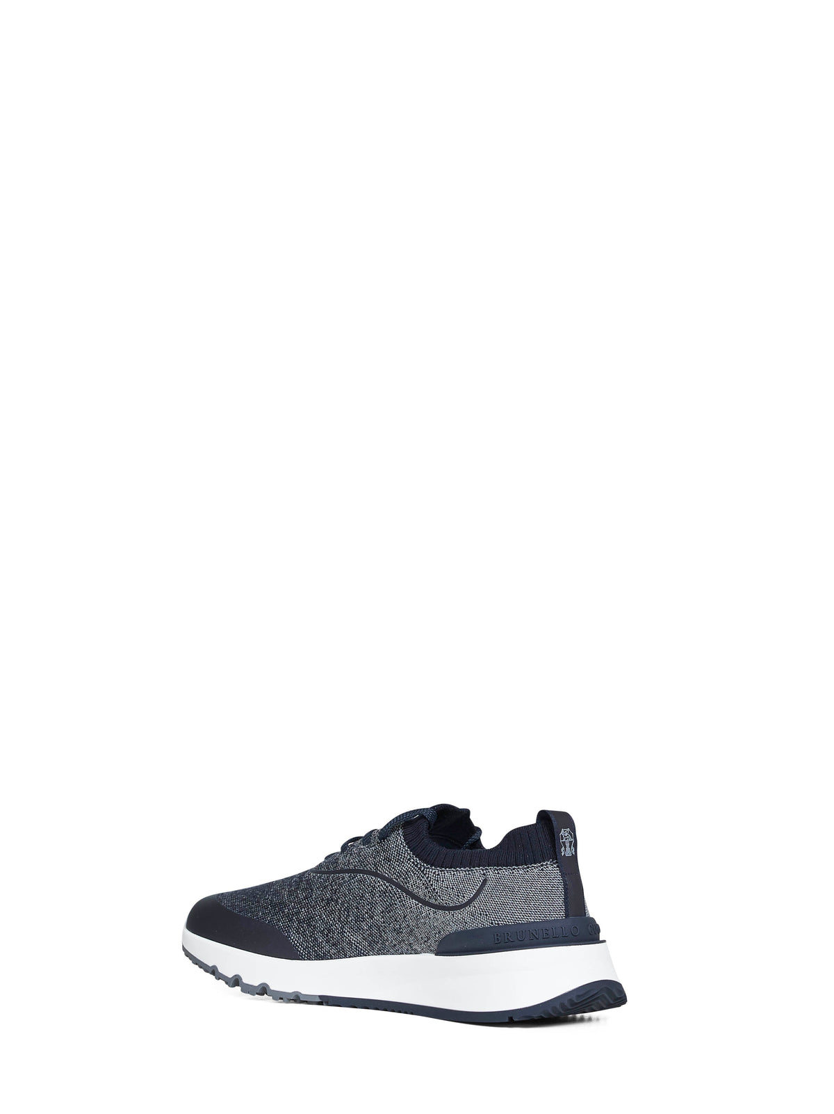 Brunello Cucinelli Men Navy Blue Techno Cotton Knit Runners