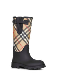 BURBERRY Burberry Women Black Rubber Marsh Stamp High Rain Boots