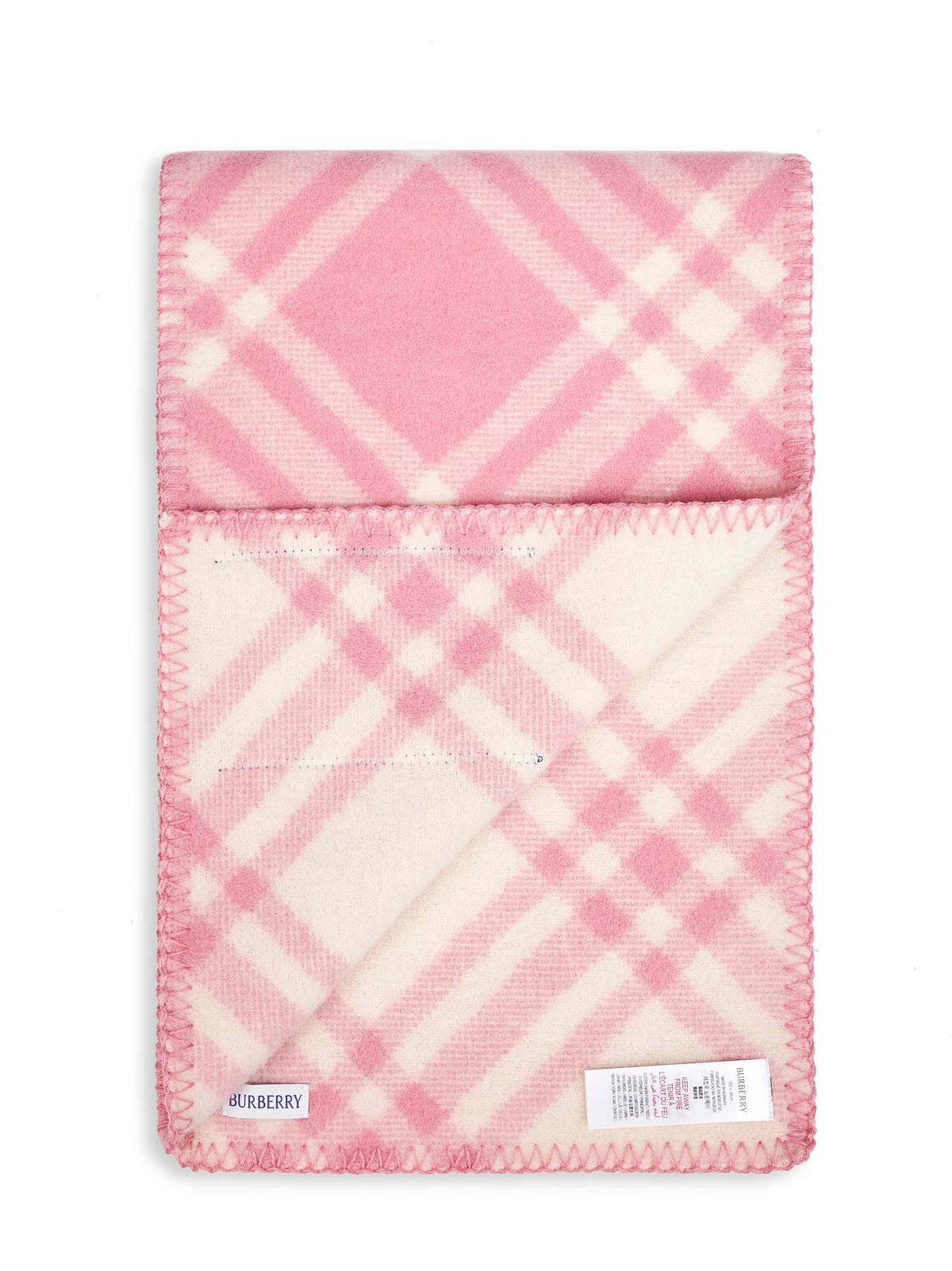 Burberry Women Pink Check Wool Scarf