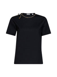 BURBERRY Burberry Women Black Cotton T-Shirt With Check Ties