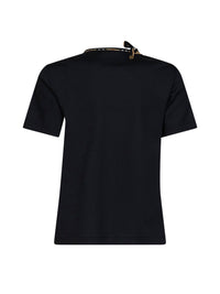 BURBERRY Burberry Women Black Cotton T-Shirt With Check Ties