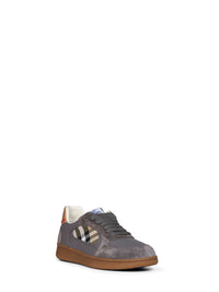 BURBERRY Burberry Men Tower Grey And Sand Beige Leather And Check Terrace Sneakers
