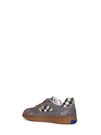 BURBERRY Burberry Men Tower Grey And Sand Beige Leather And Check Terrace Sneakers