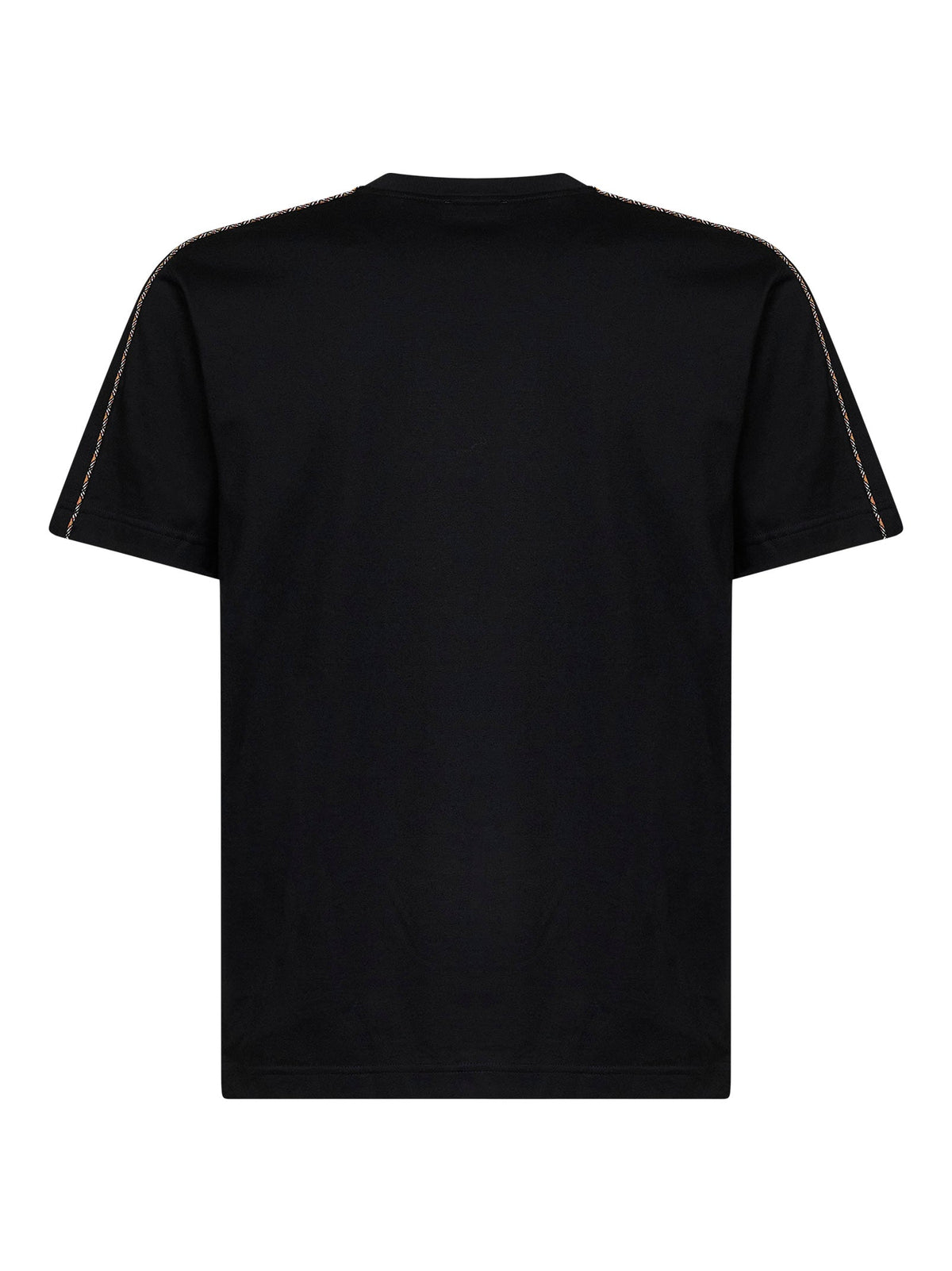 BURBERRY Burberry Men Black Cotton T-Shirt With Check Trims