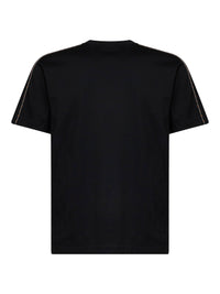 BURBERRY Burberry Men Black Cotton T-Shirt With Check Trims