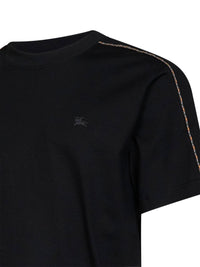 BURBERRY Burberry Men Black Cotton T-Shirt With Check Trims