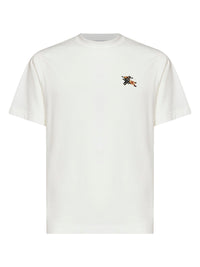 Burberry Men Chalk White Cotton T-Shirt With Knight Patch