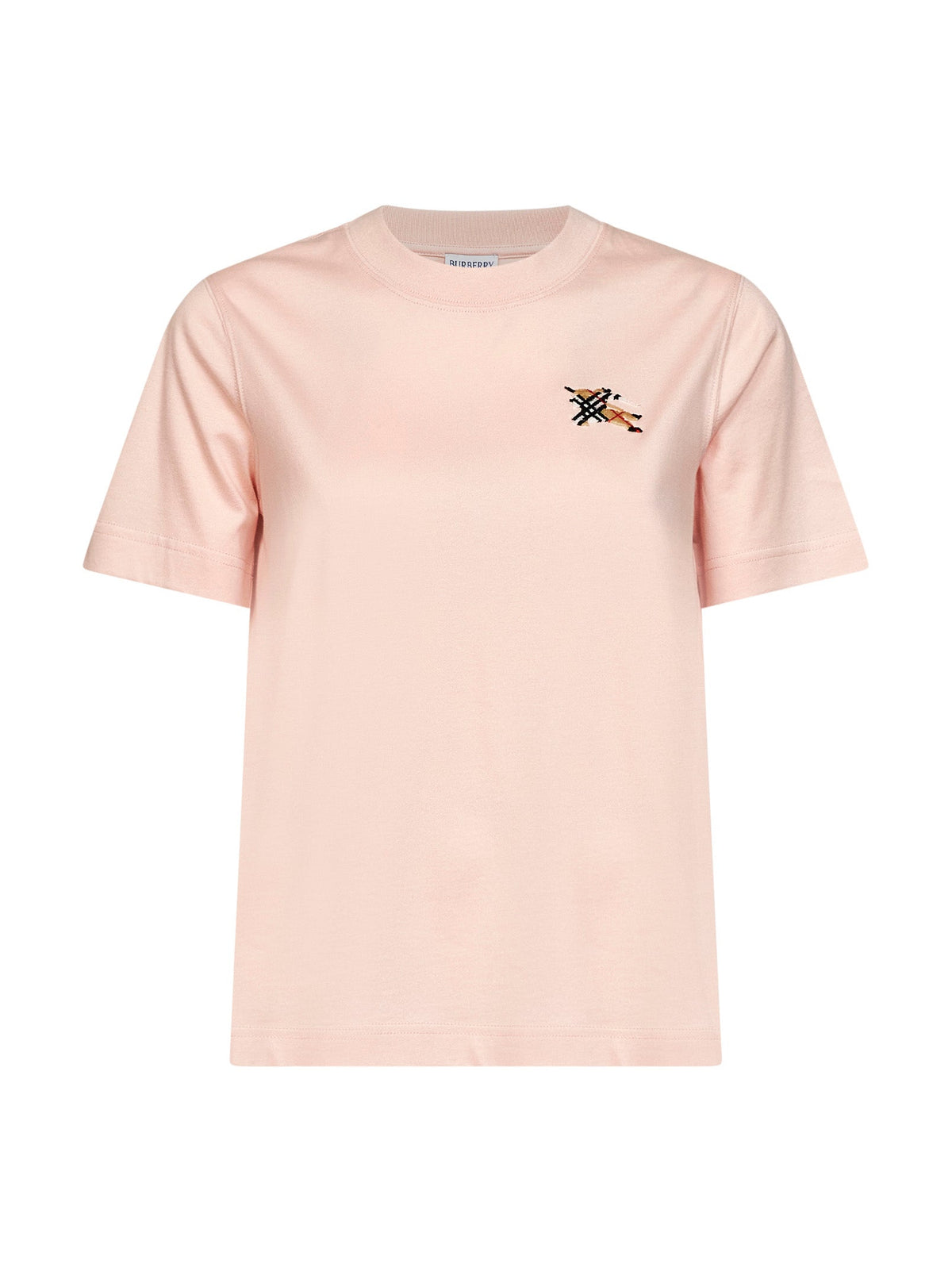 Burberry Women Pink Cotton T-Shirt With Knight Check