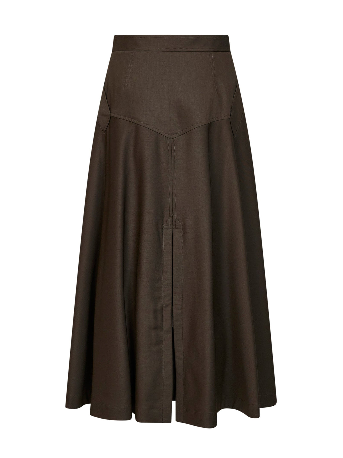 BURBERRY Burberry Women Green Wool Twill Belted Midi Skirt