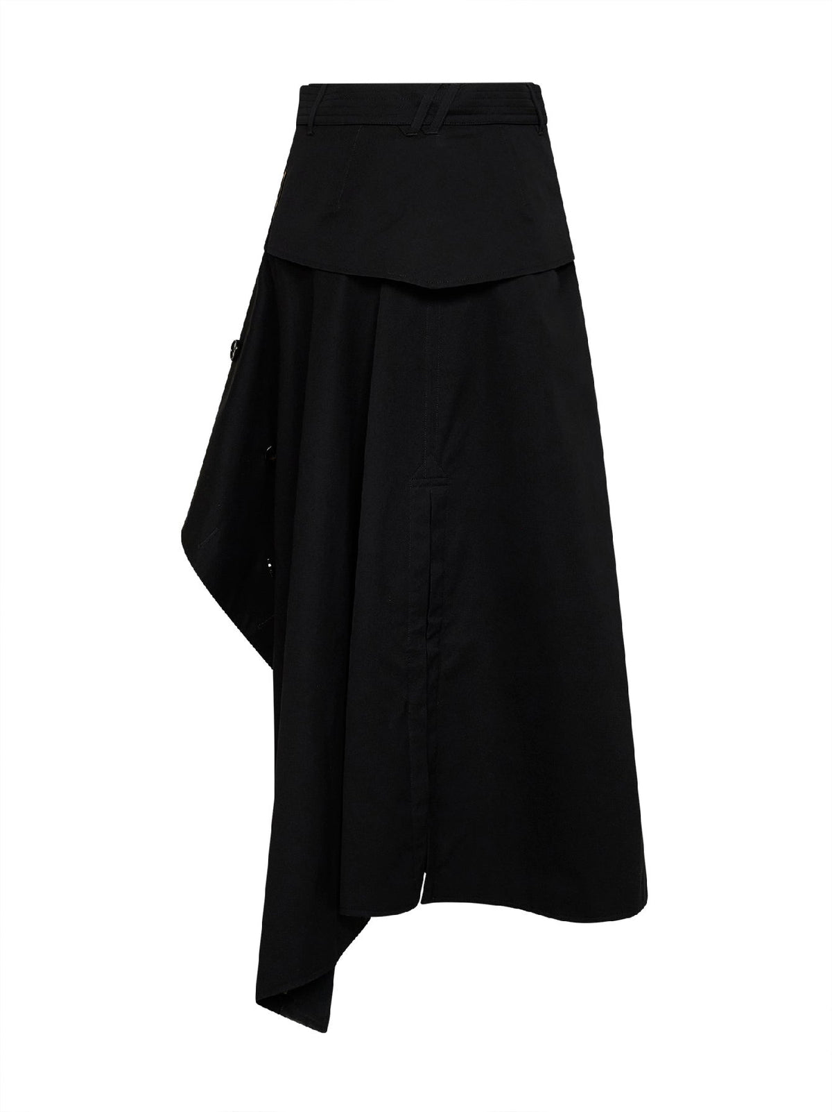 BURBERRY Burberry Women Black Cotton Asymmetric Belted Trench Skirt