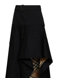 BURBERRY Burberry Women Black Cotton Asymmetric Belted Trench Skirt