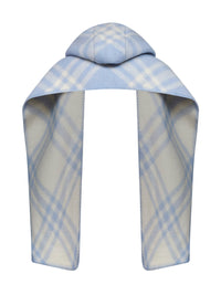 Burberry Women Light Blue Checked Wool Hooded Scarf <Br/>