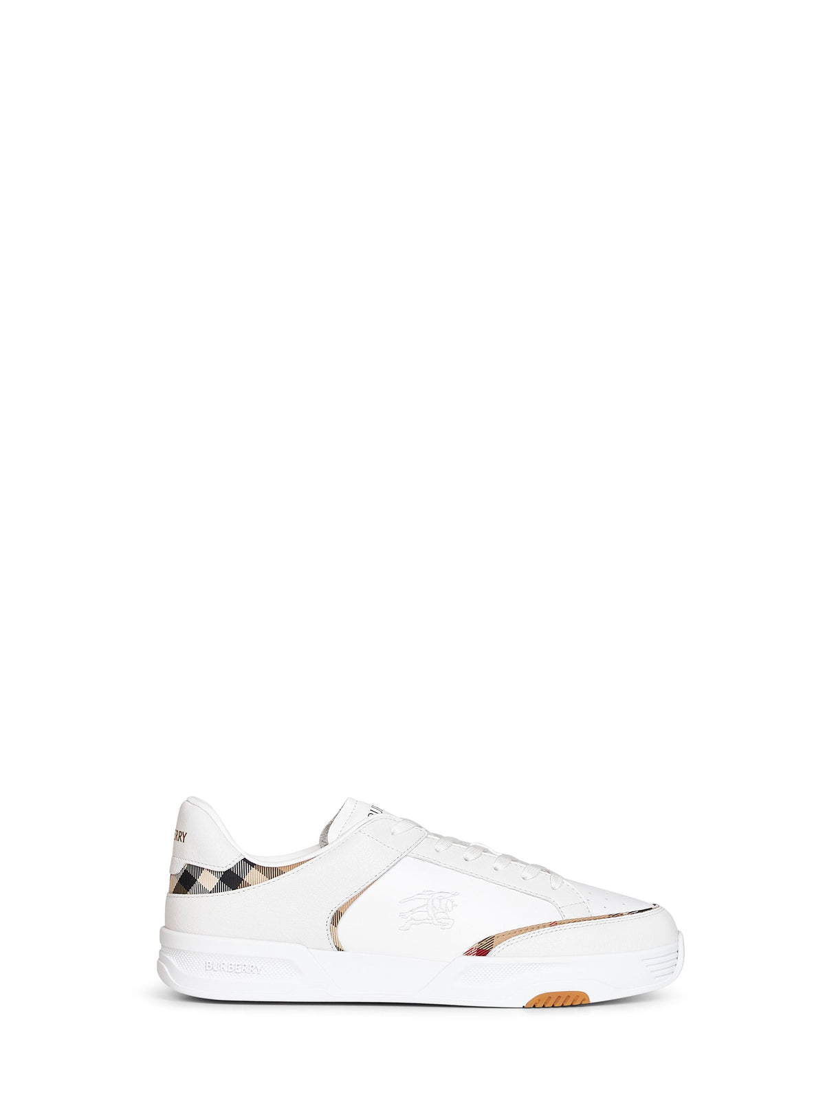 Burberry Men White And Archive Beige Leather And Nylon Harrow Sneakers