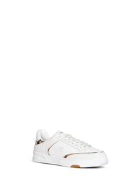 Burberry Men White And Archive Beige Leather And Nylon Harrow Sneakers