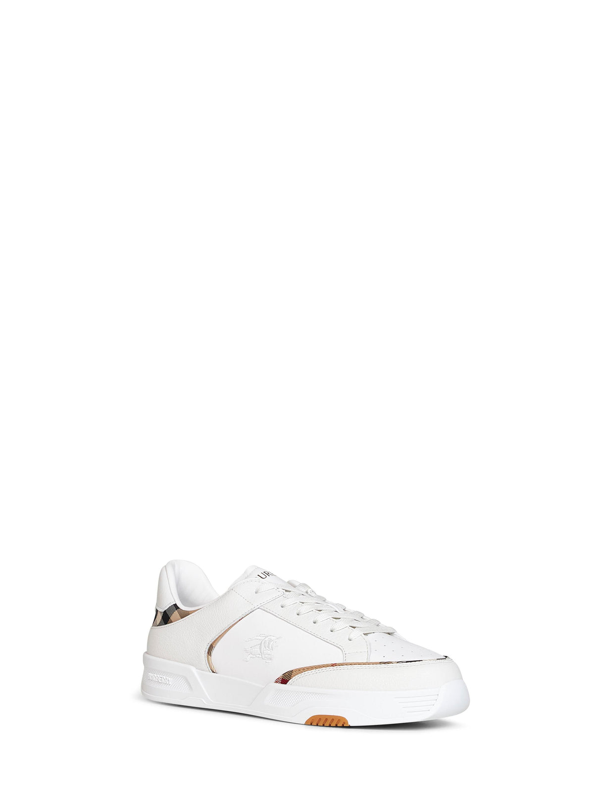 Burberry Men White And Archive Beige Leather And Nylon Harrow Sneakers