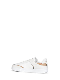 Burberry Men White And Archive Beige Leather And Nylon Harrow Sneakers