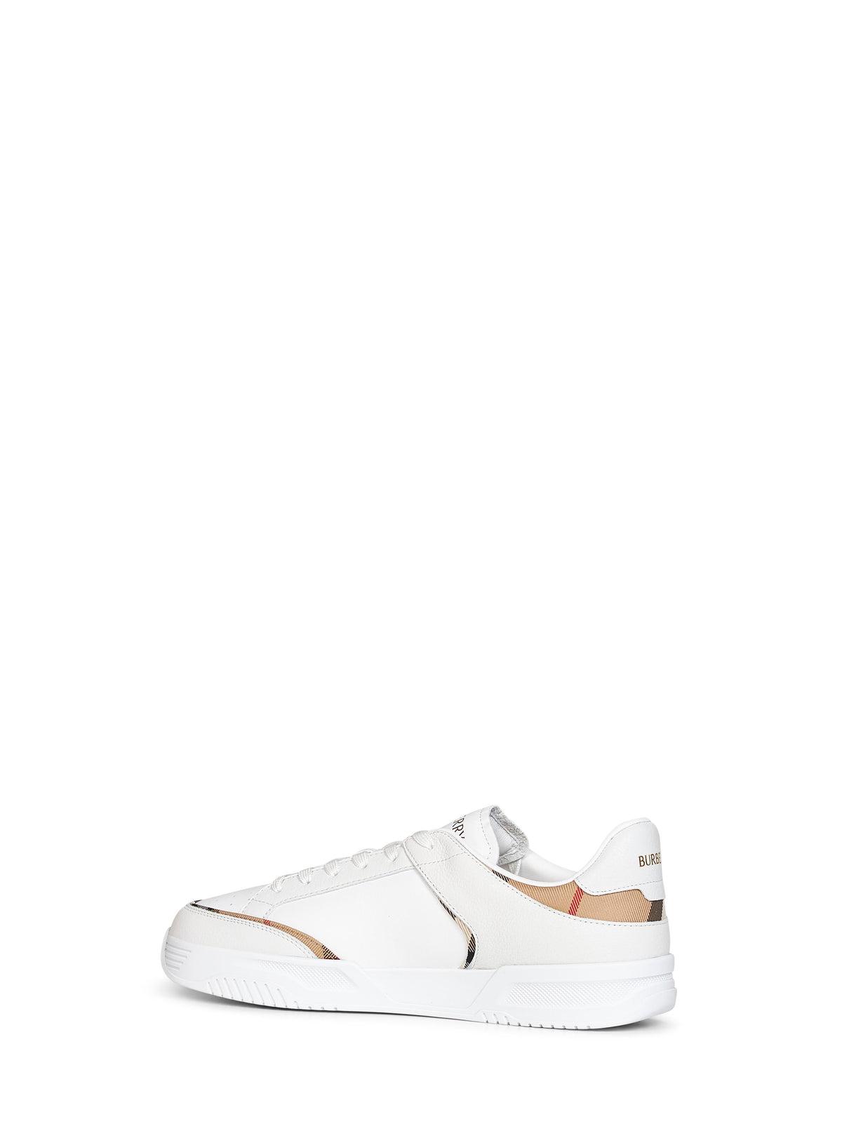 Burberry Men White And Archive Beige Leather And Nylon Harrow Sneakers