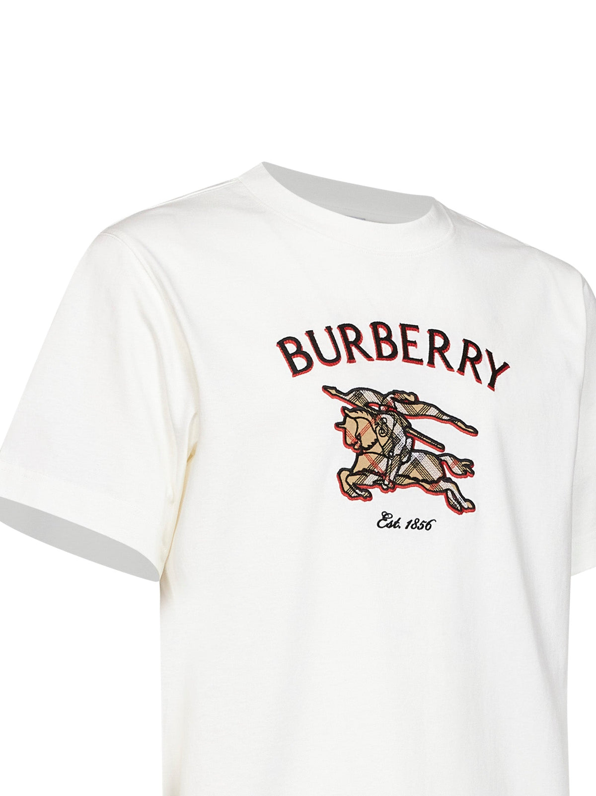 BURBERRY Burberry Men Chalk Cotton T-Shirt With Knight Check