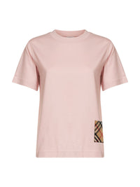 BURBERRY Burberry Women Bouquet Pink Cotton T-Shirt With Check Patch