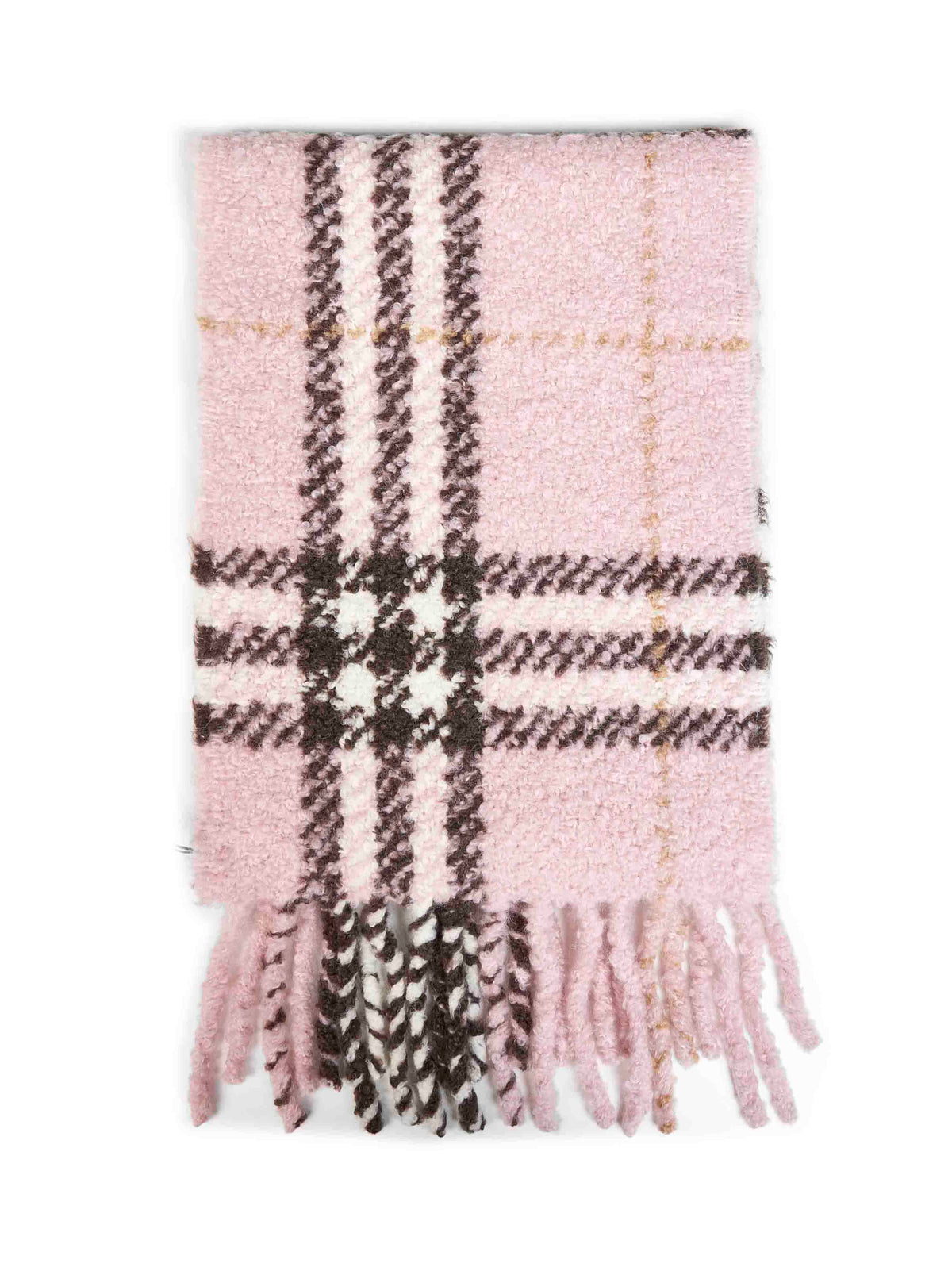 BURBERRY Burberry Women Bow Pink Check Bouclé Wool And Alpaca Blend Scarf