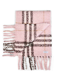 BURBERRY Burberry Women Bow Pink Check Bouclé Wool And Alpaca Blend Scarf