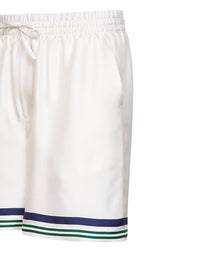 CASABLANCA Casablanca Men White Silk Hotel Emblem Shorts