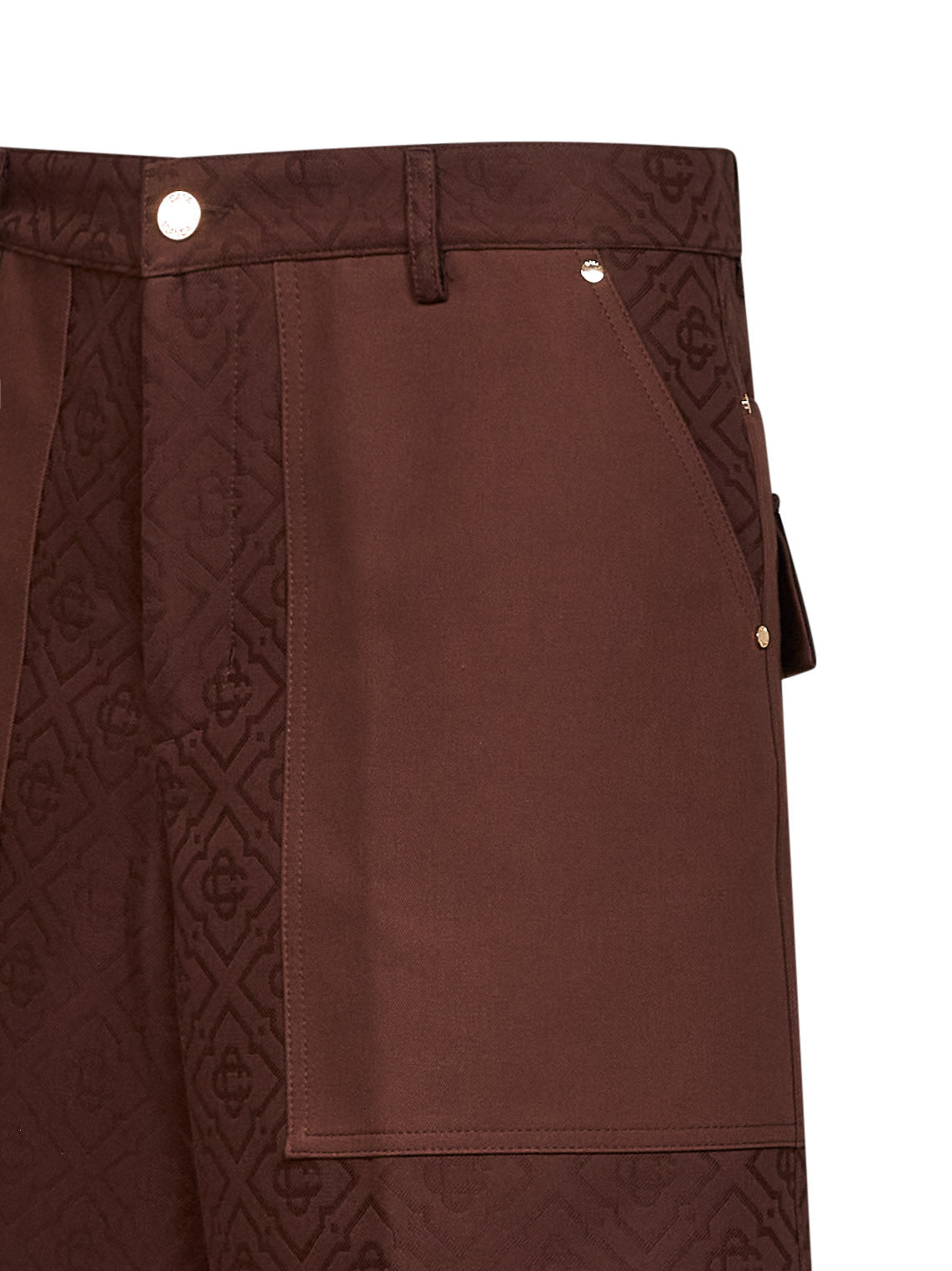 CASABLANCA Casablanca Men Dark Brown Cotton Monogram Cargo Shorts