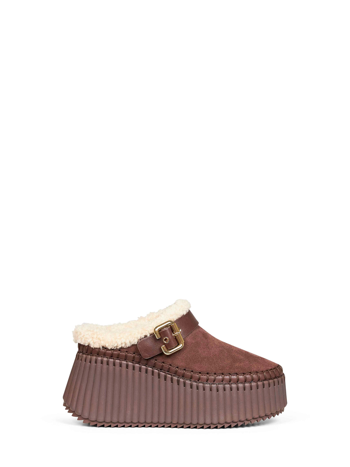 CHLOé Chloé Women Sharp Brown Nama Wedge Mules