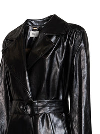 CHLOé Chloé Women Black Shiny Coated Viscose Belted Trench Coat