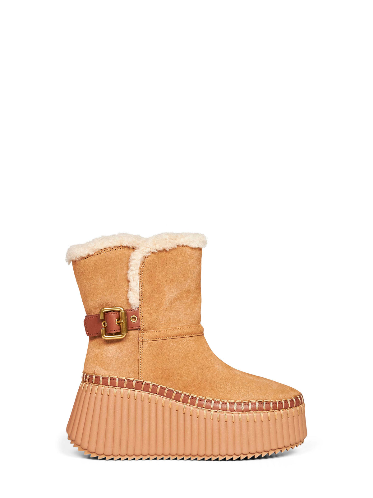 Chloé Women Pottery Brown Suede Cowhide Nama Ankle Boots