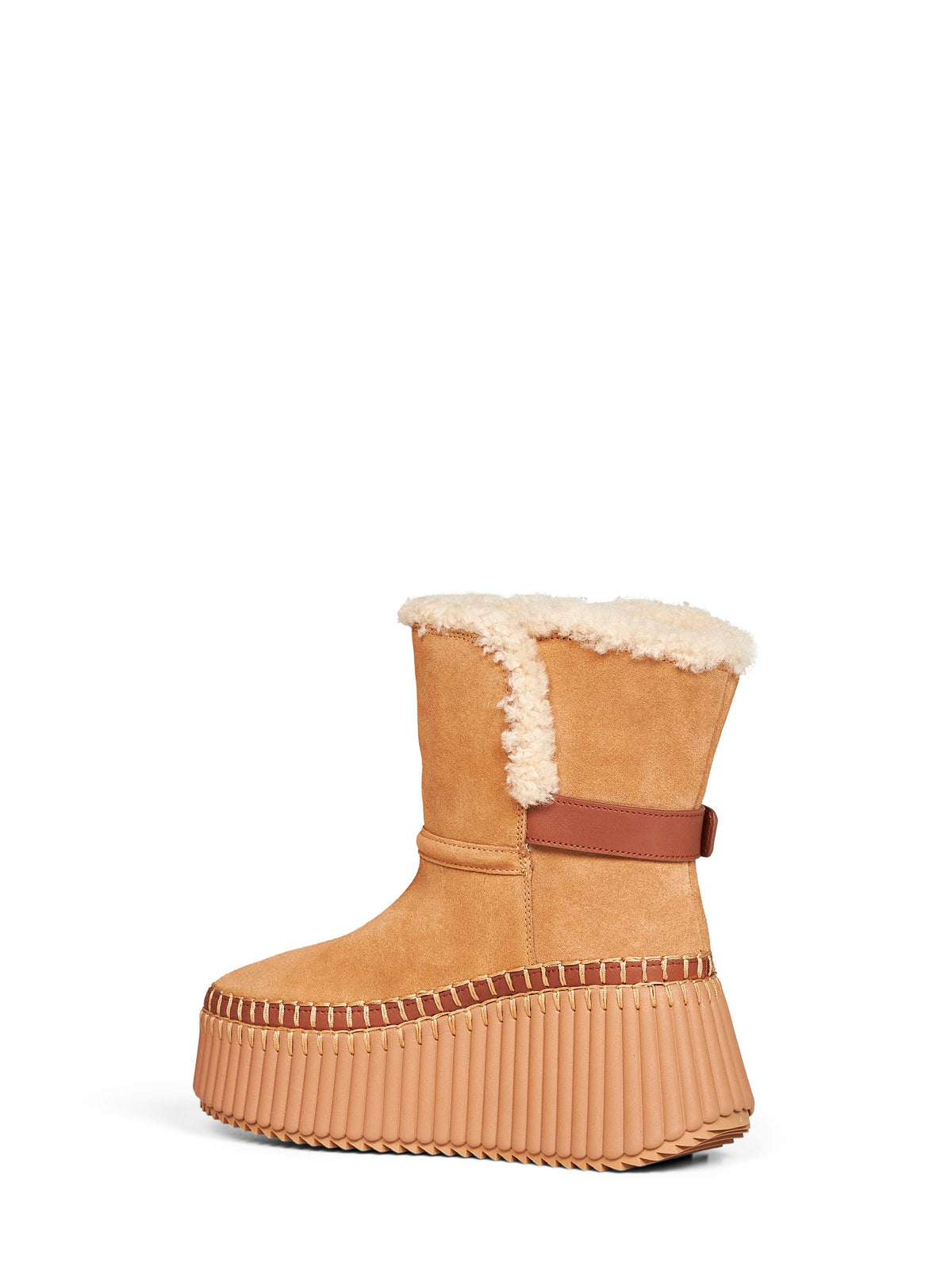 Chloé Women Pottery Brown Suede Cowhide Nama Ankle Boots