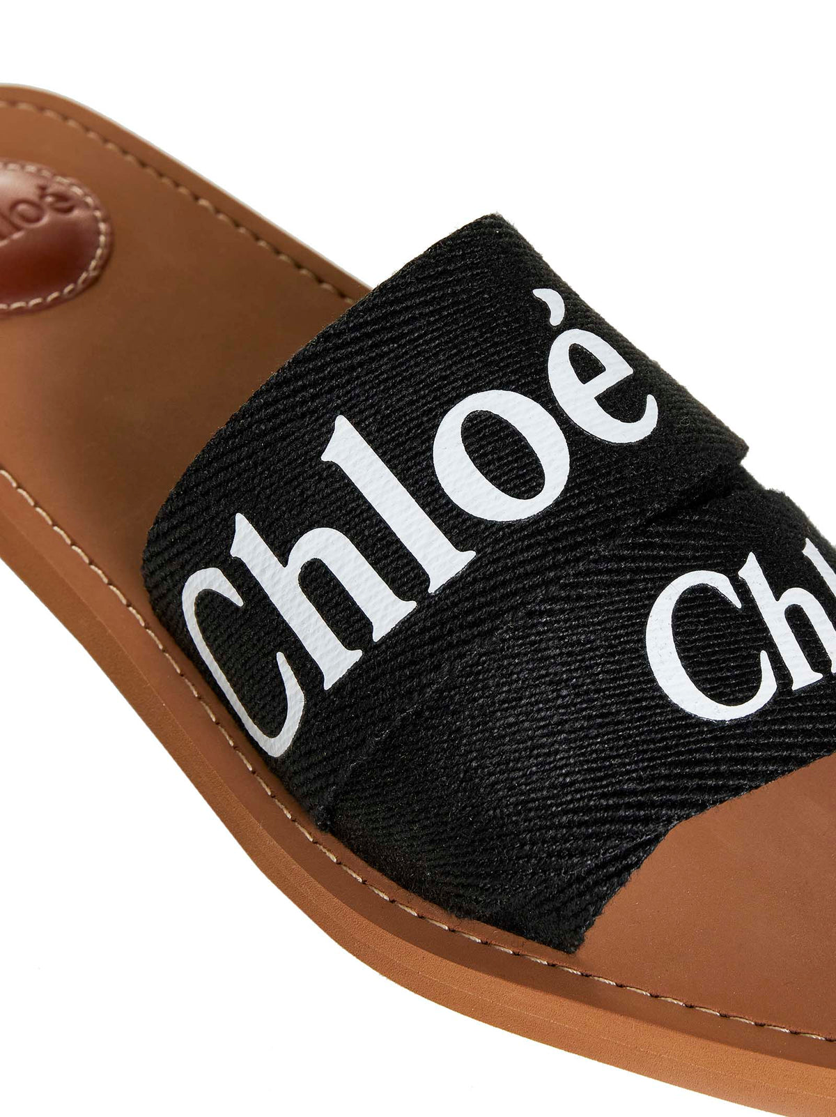 CHLOé Chloé Women Woody Linen Flat Sandals