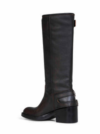 CHLOé Chloé Women Black Grained Brushed Leather Dakota Biker Boots