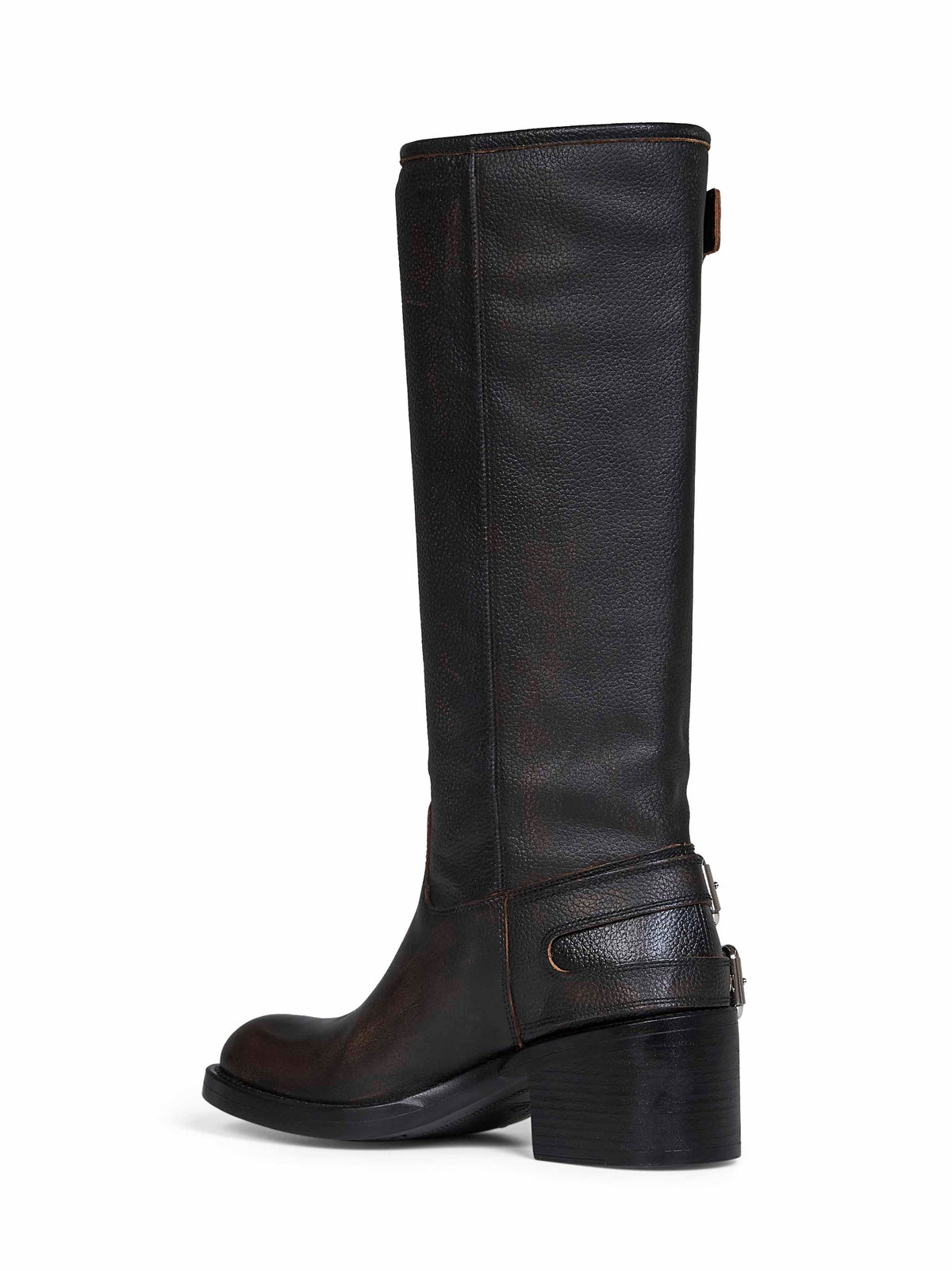 CHLOé Chloé Women Black Grained Brushed Leather Dakota Biker Boots