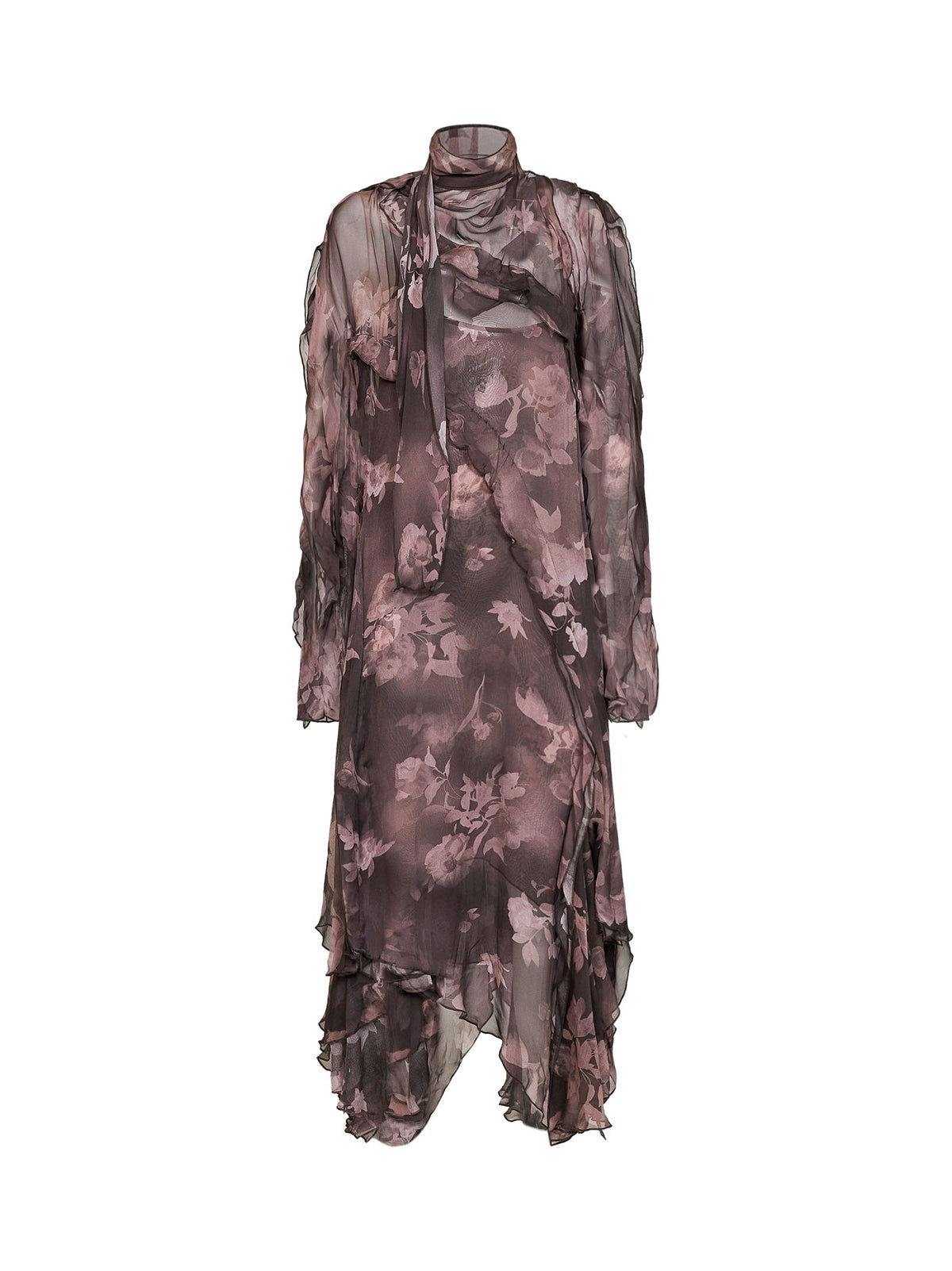 DIESEL Diesel Women Brown Chiffon And Crêpe D-Riadi Asymmetric Midi Dress