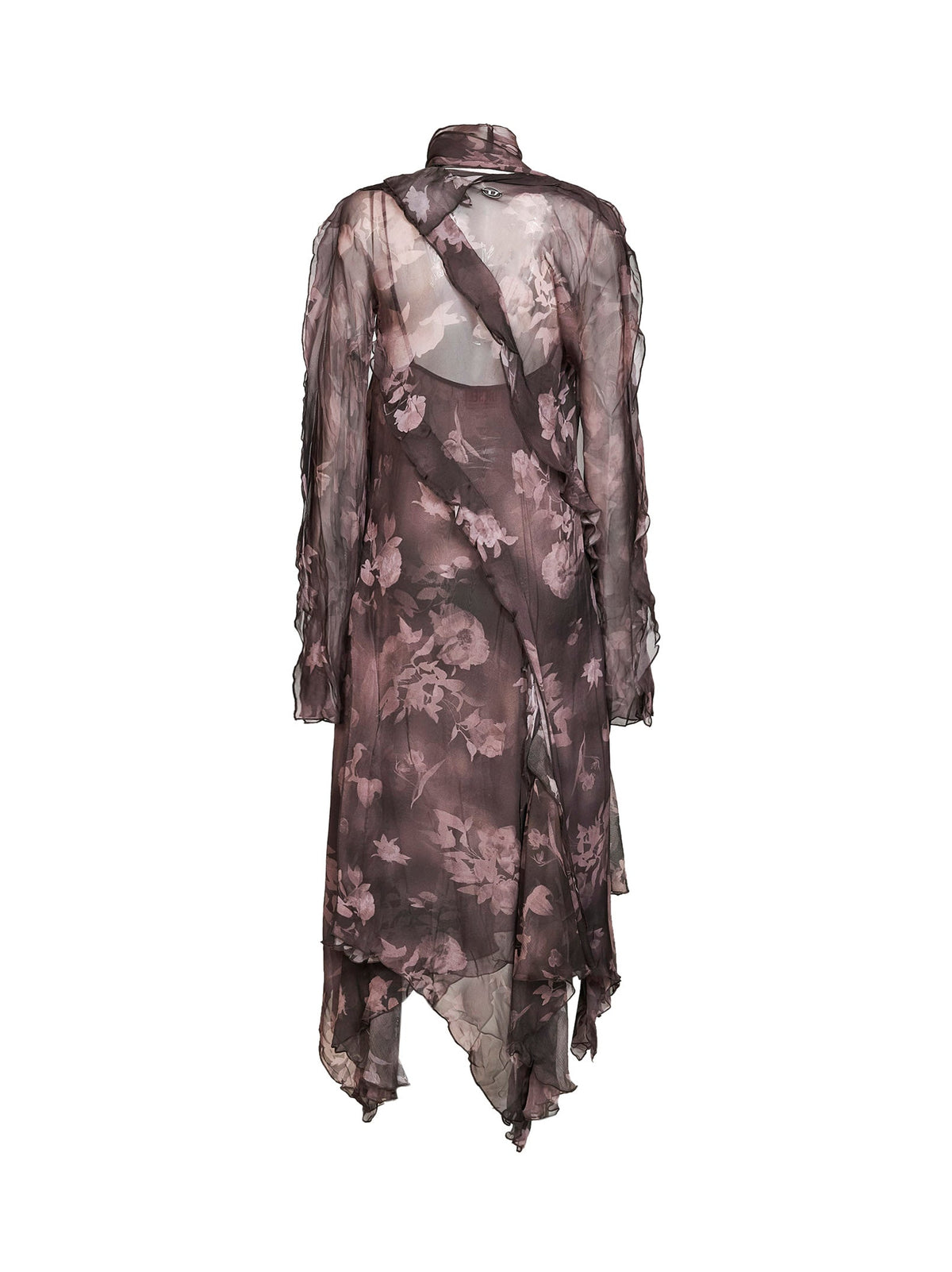 DIESEL Diesel Women Brown Chiffon And Crêpe D-Riadi Asymmetric Midi Dress