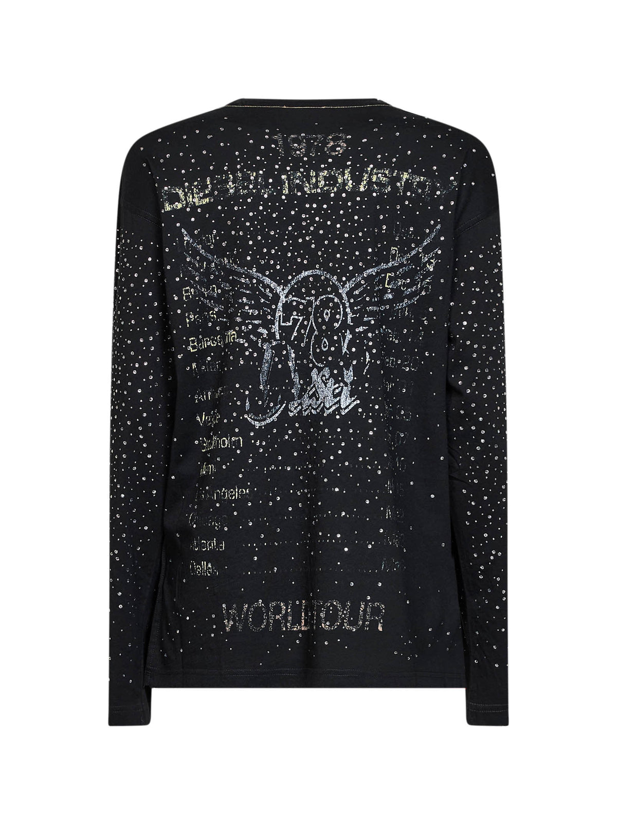 DIESEL Diesel Women Black Jersey Rhinestone-Embellished Printed T-Edro-Crt-Ls-C T-Shirt