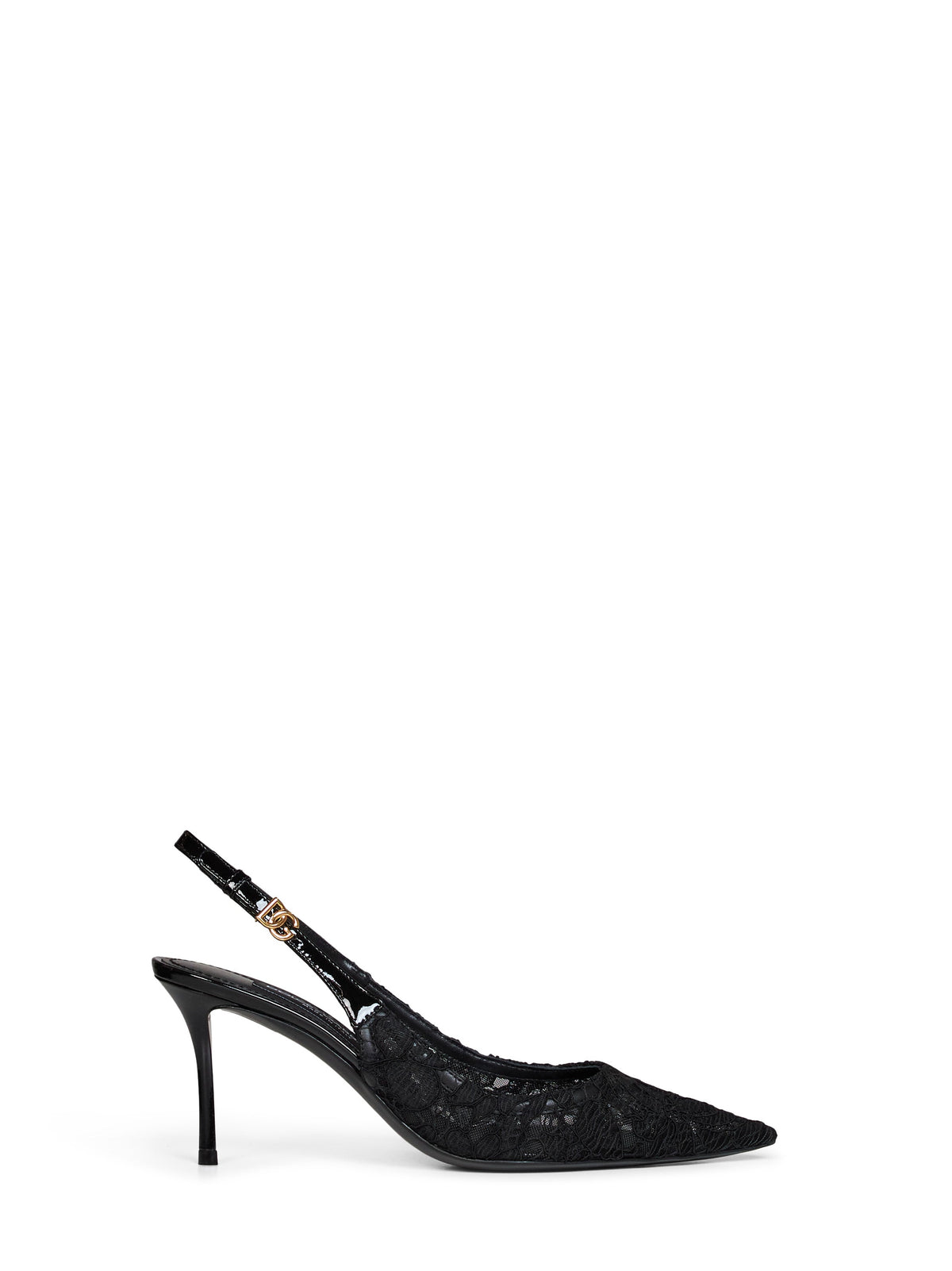 Dolce & Gabbana Women Black Taormina Lace And Patent Leather Slingback Pumps